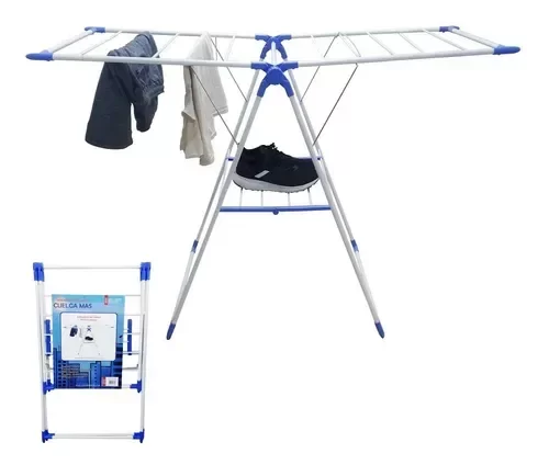 Producto - Tender Ropa Plegable con Alas - Tendedero Metálico Portátil
