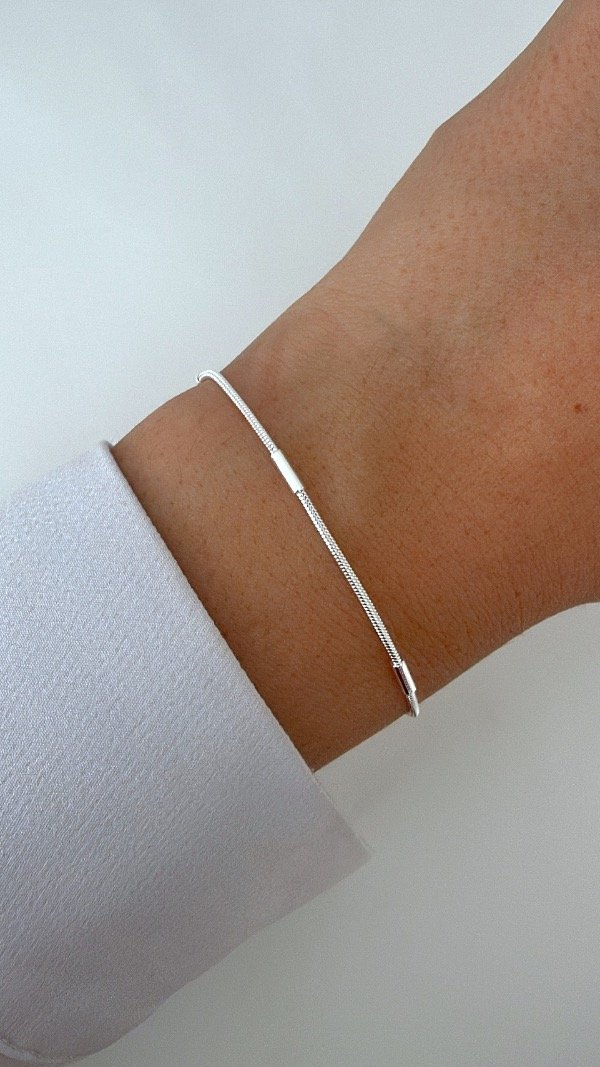 Producto - Pulsera cola rata canut ACERO BLANCO