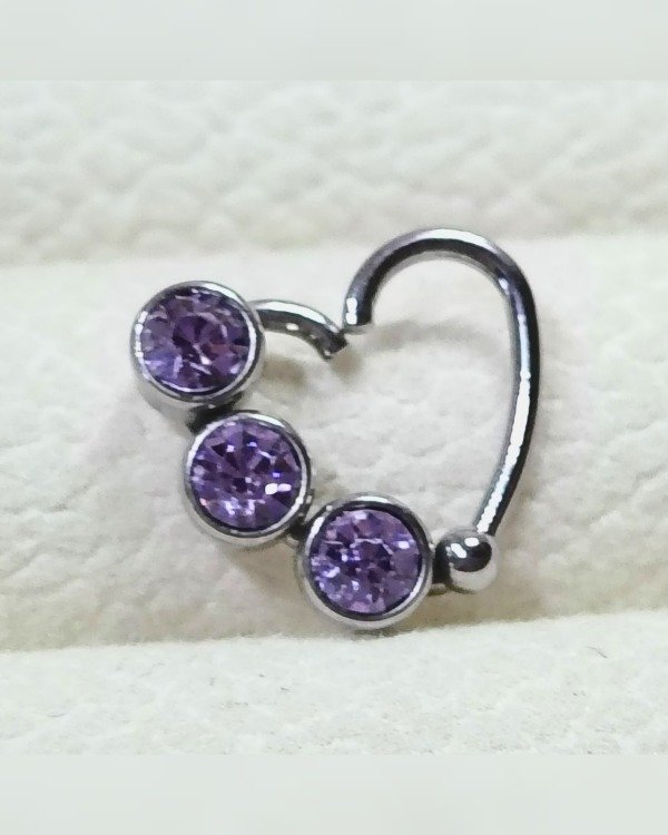 Producto - AQ Sin Fin. Corazón Con Strass. Rosa. Tornazolado y Violeta. 1.2