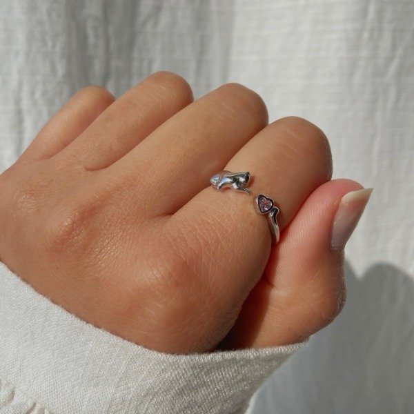 Producto - Anillo corazón gatito