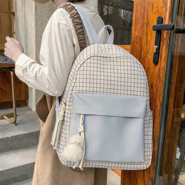 Producto - Mochila cuadrille celeste