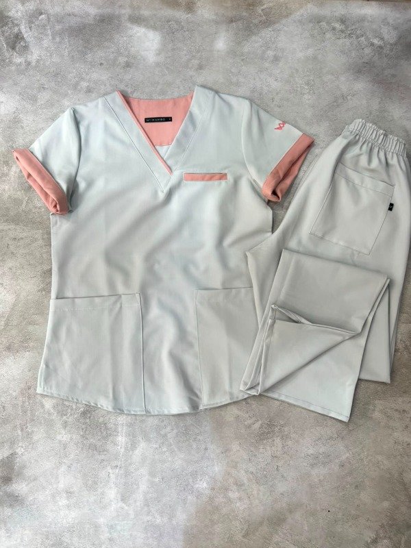 Producto - AMBO INDIGO SPANDEX (Gris perla detalle Rosa) - 3