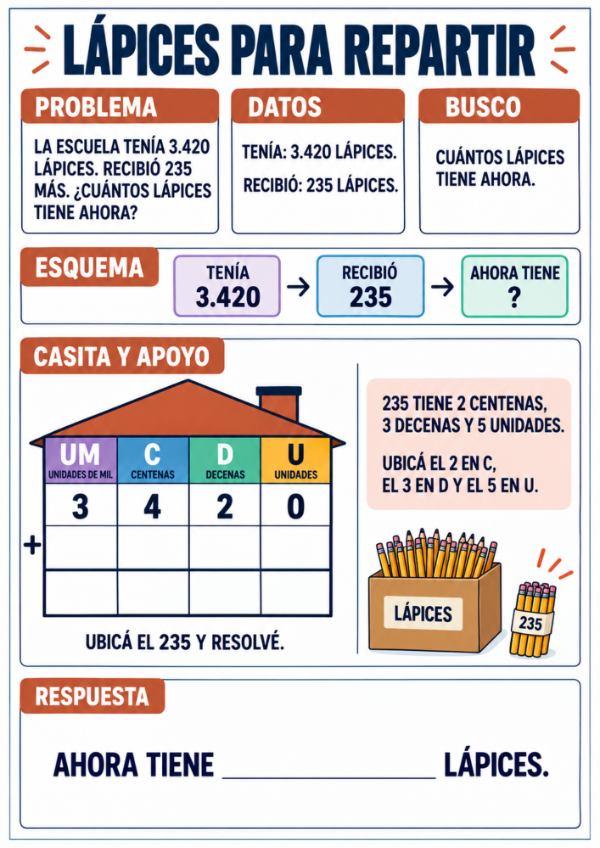 Producto - Resuelvo con casitas: Sumas y Restas con Números de 4 Cifras - 3