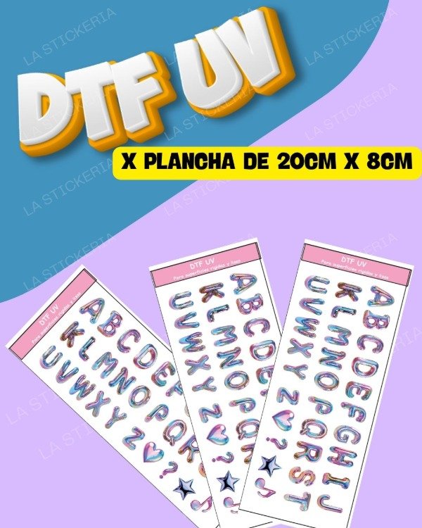 Producto - DTF UV PLANCHA X UNIDAD 20CM X 8CM - ABECEDARIO