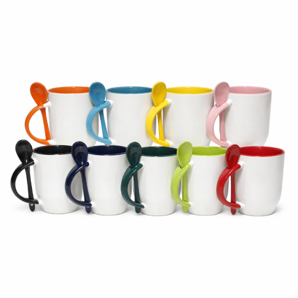 Producto - Taza con cuchara de cerámica para sublimar