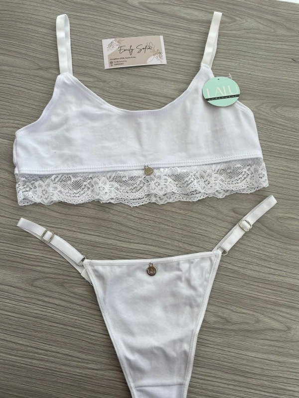 Producto - Conjunto Mariela Bralette de algodon con puntilla