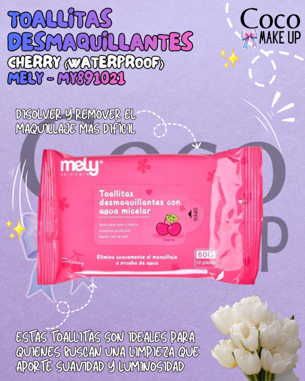 Producto - TOALLITAS DESMAQUILLANTES CHERRY (WATERPROOF) - MELY - MY891021