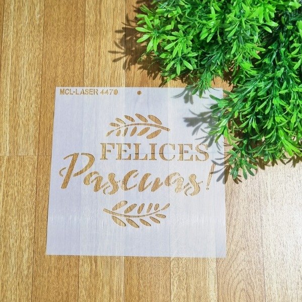 Producto - St 4470 de 20x20 cm Stencil  Felices  Pascuas