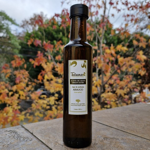 Producto - Jugo de Aceituna Virgen Extra, varietal Arauco - 250cc [Tutuna]