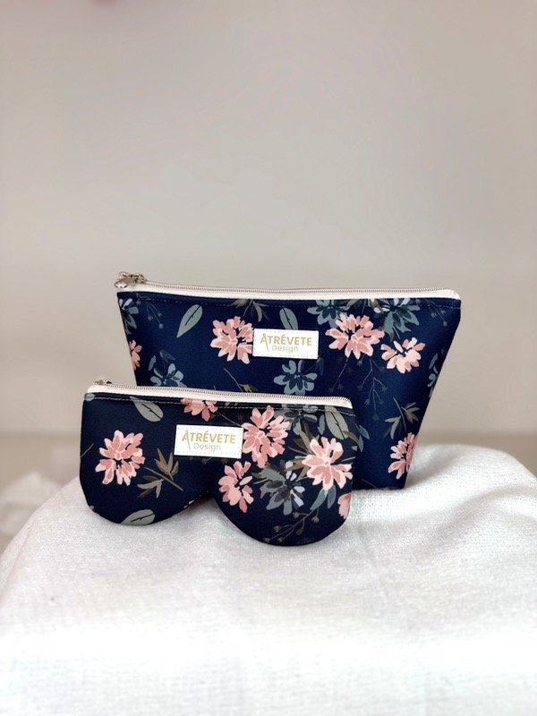 Producto - NECESER + PORTALENTES -  FLOR AZUL