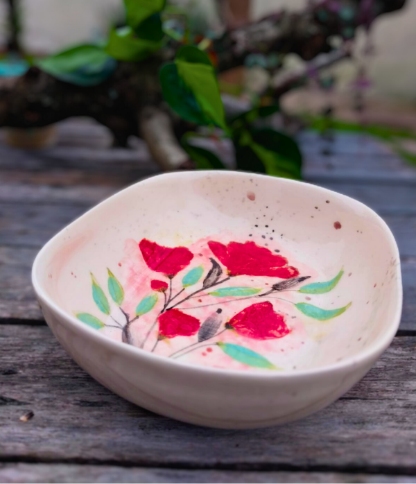 Producto - FUENTE CERAMICA GRANDE - FLORES ROJAS
