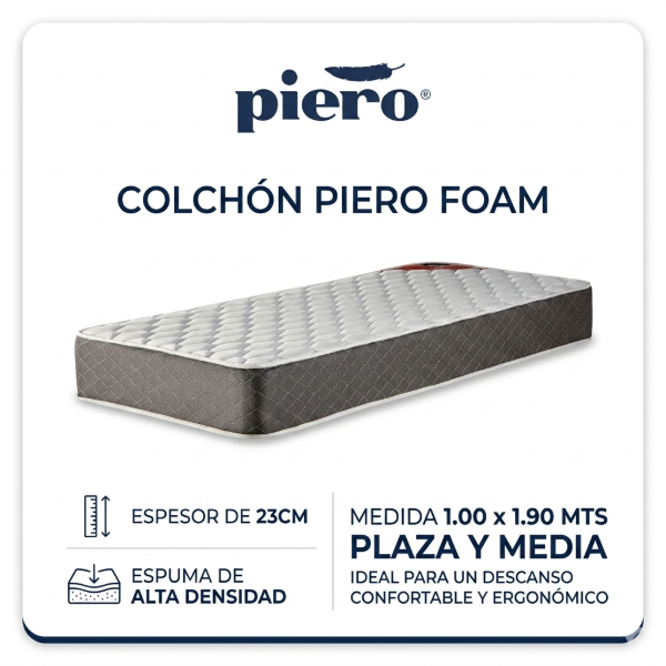 Producto - COLCHÓN PIERO FOAM ESPUMA ALTA DENSIDAD 140 X 190 X 23CM