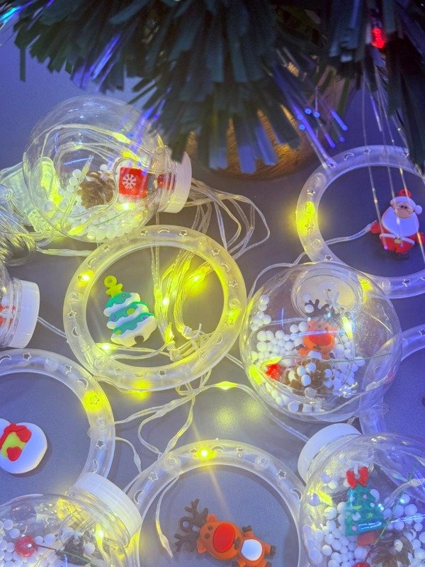 Producto - Cortinas De Luces Led Con Circulo Y Bola Enchufe Calida fria 3M