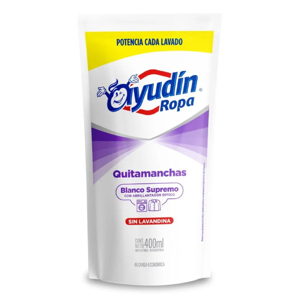 Producto - Quitamanchas AYUDIN BLANCO SUPREMO 400ml doy pack