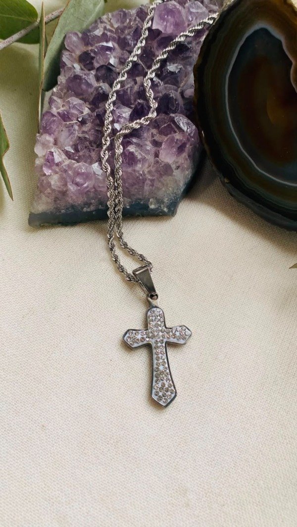 Producto - Dije Cruz con strass de Acero
