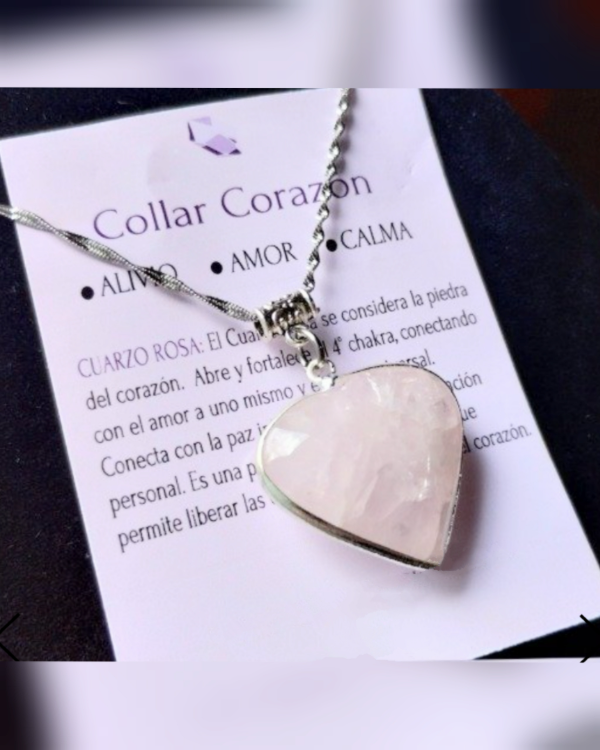 Producto - Ambar. Collar Corazón (cuarzo rosa)