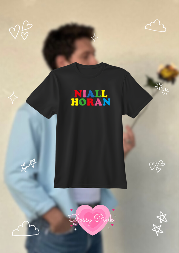 Remera negra Niall Horan multicolor algodón