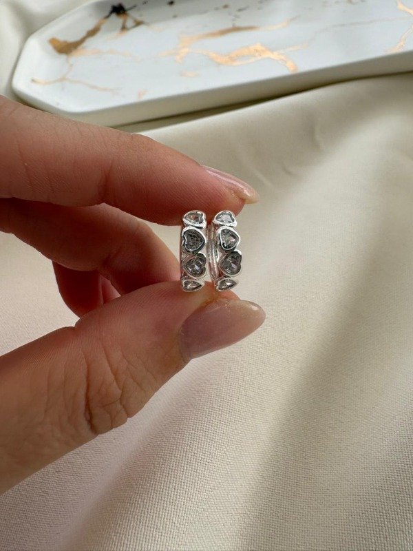 Producto - Aros corazones 14mm - Acero blanco
