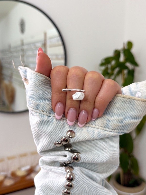 Producto - Anillo acero blanco palito y perla irregular