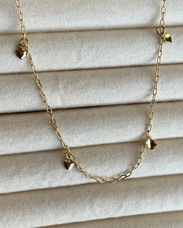 Producto - Cadena dijes mini corazones enchapada en oro 18k 45cm
