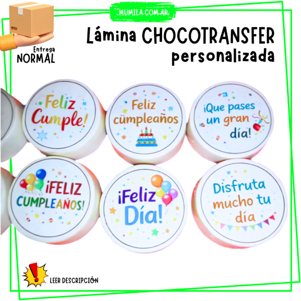 Producto - Lamina chocotransfer Personalizada PARA OREOS, HUEVOS,ETC Entrega NORMAL