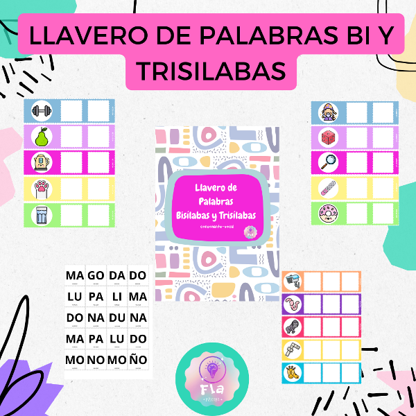 Producto - Llavero de palabras bisílabas y trisílabas