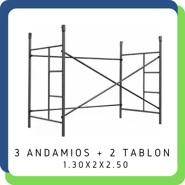 Producto - 3 CUERPOS DE ANDAMIO 1.30X2X2.50 + 2 TABLONES 2.50MT (Alt. Max. 6MT)