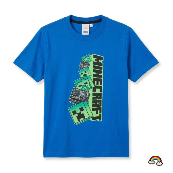 Producto - REMERA MANGA CORTA INFANTIL MINECRAFT CREEPER AZUL