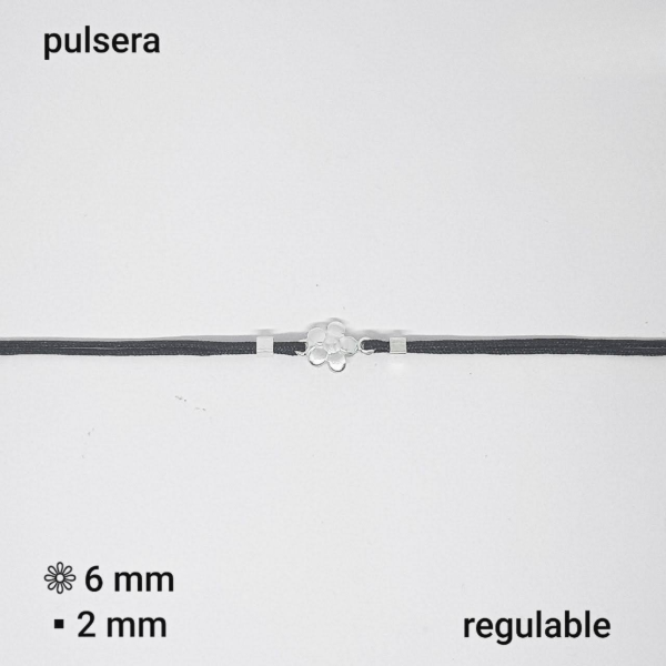 Producto - PUL #FP - Pulsera tejida flor y cuadradito de plata (DÓLAR)