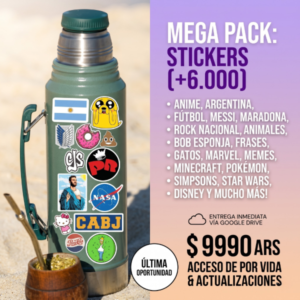 Producto - N43: MEGA PACK +6000 STICKERS CALCOMANÍAS IMPRIMIBLES