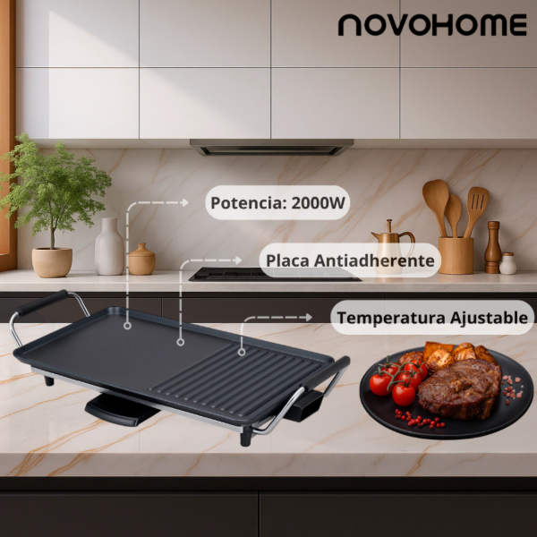 Producto - Parrilla Grill Eléctrica -2000w -Antiadherente -5 Niv -Novohome (NH-GR70) - 2