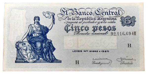 Producto - 5 Pesos Progreso (Ditaranto - Mazart Barnet) Bott.1875 VF++