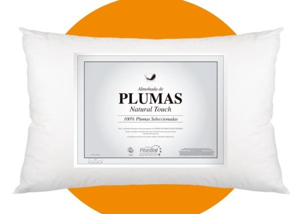 Producto - Almohada de plumas 70x50cm funda percal Fiberball