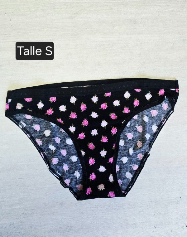 Panty bikini Victoria's secrets talle s negra flores