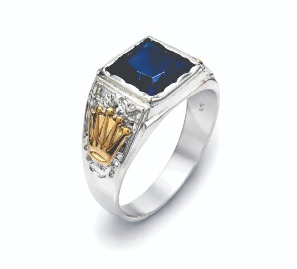 Producto - Anillo Sello Plata y Oro (Cod. A-073 Az)