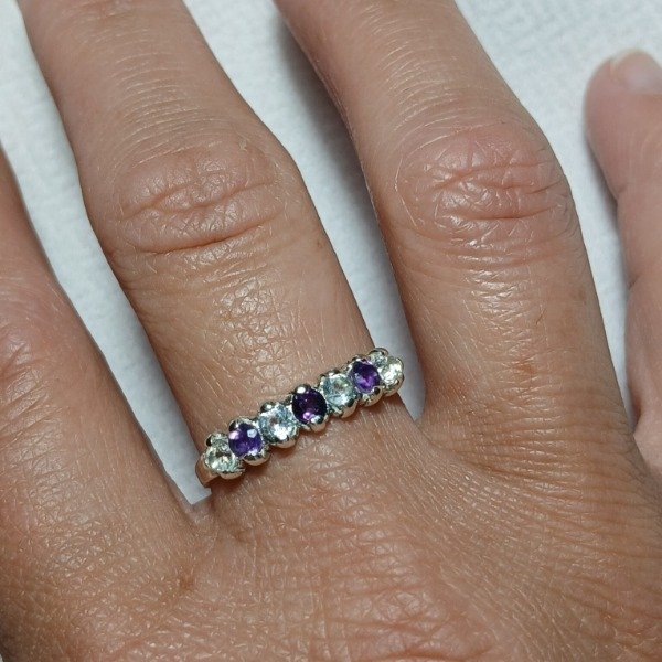 Producto - Anillo plata 925 Amatista y Topacio claro n19,5 - 7