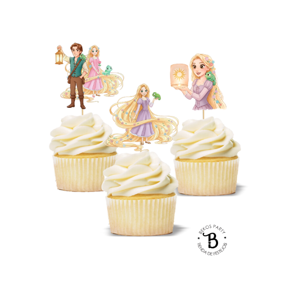 Producto - Topper cupcake silueta x 6 Rapunzel