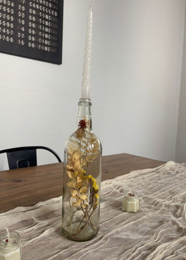 Producto - Botella con flores secas para velas