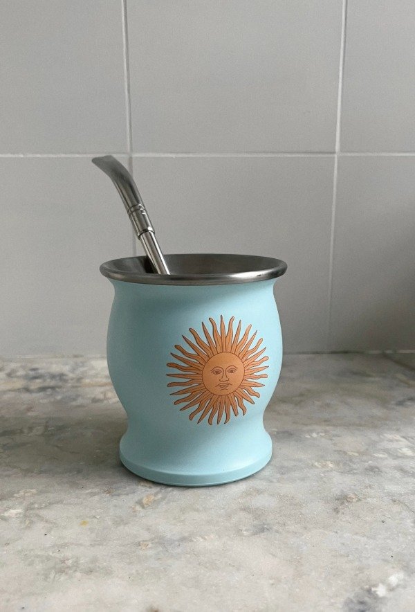 Producto - Mate térmico Sol de mayo / celeste