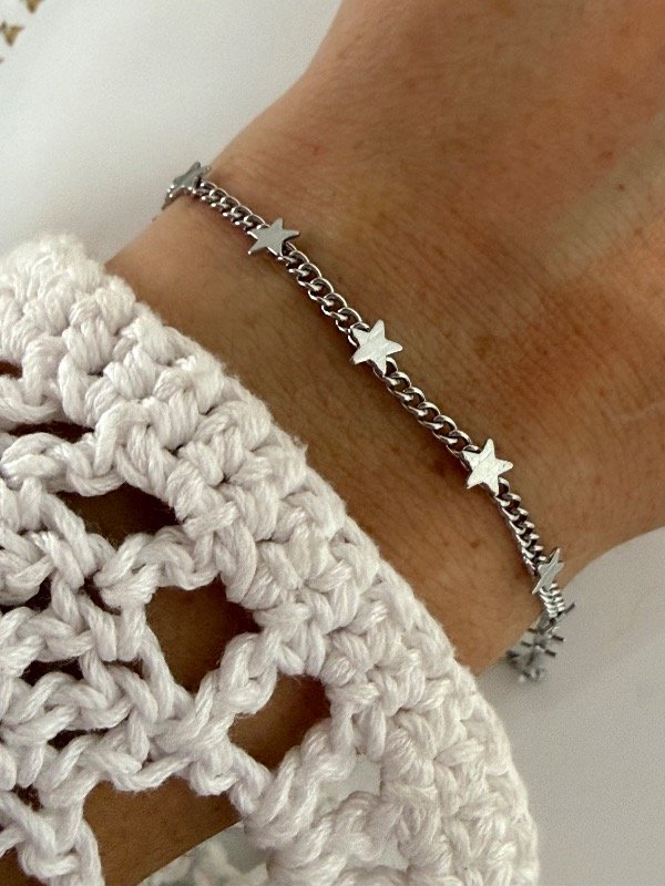 Producto - P742 Pulsera estrellitas 18 cm acero quirúrgico