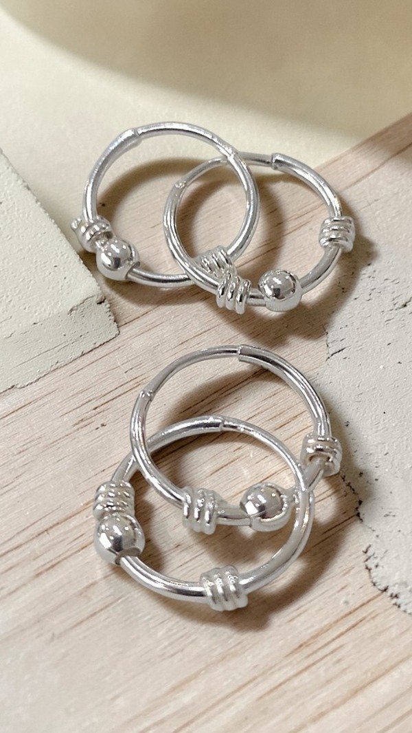 Producto - Argollita de Plata 925 fina con bolita y resortes