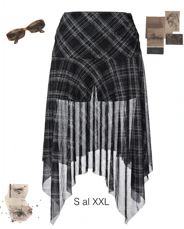 Producto - Falda Midi Escocesa Raquel Negra