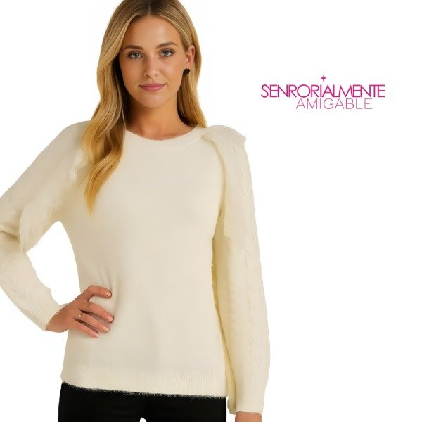 Producto - Sweater súper abrigado Peluche Crema