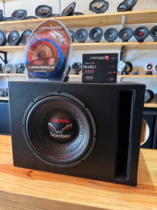 Producto - COMBO SUB 12" BOMBER 400RMS + POTENCIA 400.1 BASS STETSOM + CAJON + CABLES