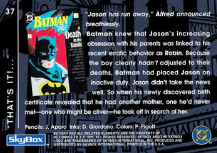 Producto - 1994 SkyBox Batman: #37 - A Death In the Family, "That's It!..." - 1