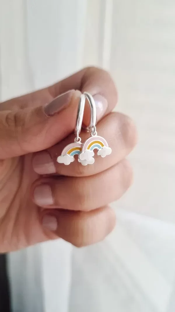 Producto - Argollitas arco iris plata 925