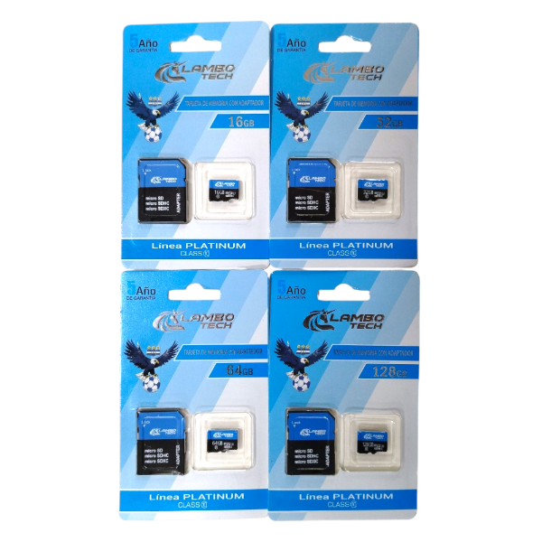 Producto - Tarjeta Memoria Micro SD Class 10 Platinum Lambo Tech 16/32/64/128