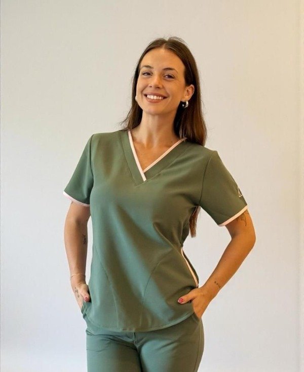 Producto - AMBO SPANDEX RACHEL (SOFTSPANDEX) Verde Oliva C/ Rosa