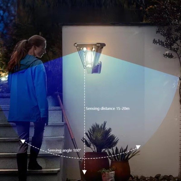 Producto - HG901 Lampara Solar Luz Cálida Sensor Pared/piso Exterior Jardin - 8