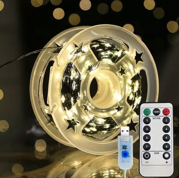 Producto - Guirnalda 500 Luces Rollo Led Alambre Cálida 50m Con Control - 0